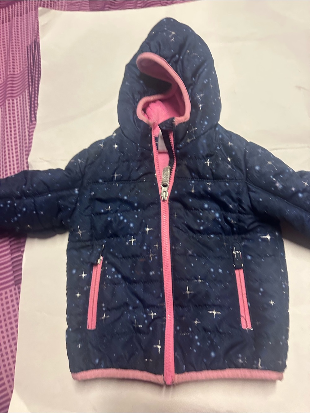 ZeroXposur Navy Star Print Jacket with Pink Trim